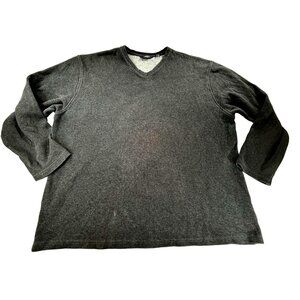 Brooks Sport V-Neck Sweater Gray Long Sleeve Mens XXL 100% Cotton